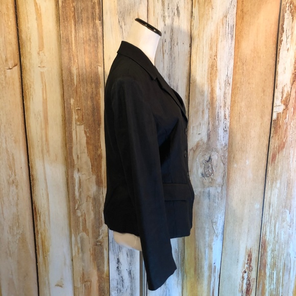 Classiques Entier Black Linen Blazer 3 Button Pockets Lined sz S EUC! - Picture 3 of 4
